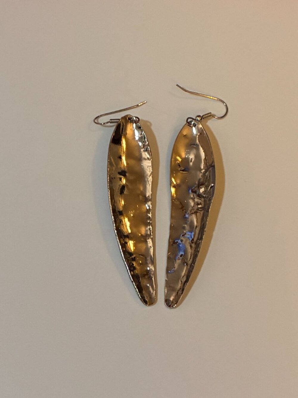 3" Silver Hammered Earrings - Picture 2 of 2